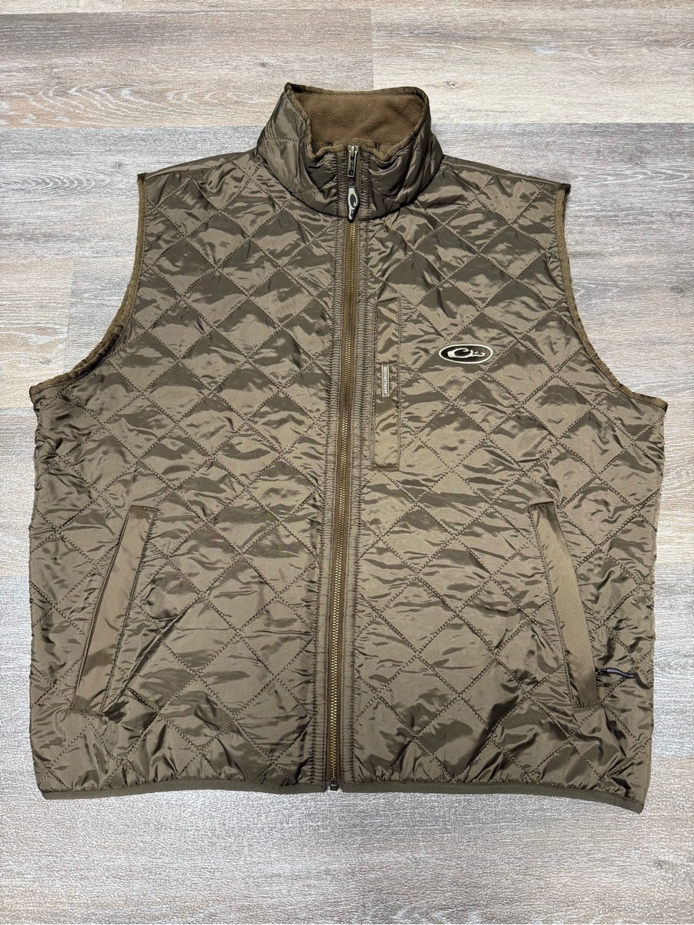 Drake Waterfowl LST Quilted Vest Large Olive Green Magnattach Fleece Lined
